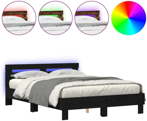 vidaXL Bettgestell Schwarz Eichen-Optik 140 x 200 cm Holzwerkstoff 3333947 Bild 1