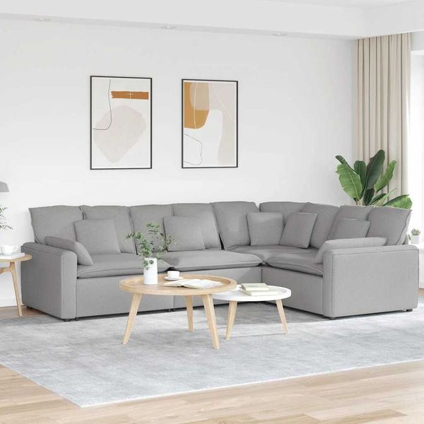 vidaXL Modulares Sofa mit Kissen Stoff Wolkengrau 3321156