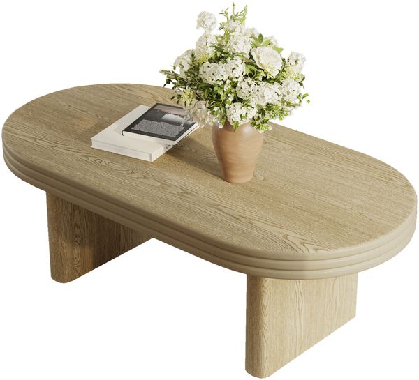 Ovaler Couchtisch, Mid-Century-Modern, Holzoptik natur, 120x60x41,5 cm Bild 8