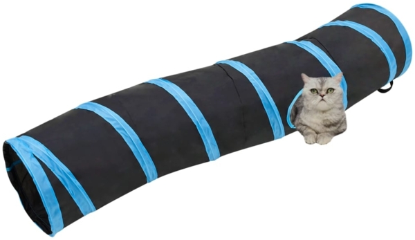 vidaXL Katzentunnel in S-Form Schwarz und Blau 122 cm Polyester 172185