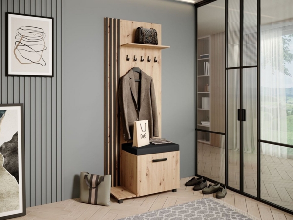 Beautysofa Garderobenschrank Garderobenschrank mit Aufhängern LIVIA (Mit eleganten Kleiderbügeln) mit Verschließbarer Schuhschrank