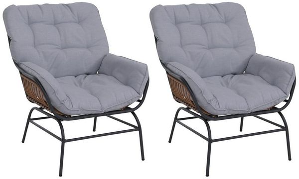MCW Gartenstuhl MCW-P75 (2 St), Hohe Stoffqualität 220 g/m², Mit höhenverstellbaren Fußbodenschonern