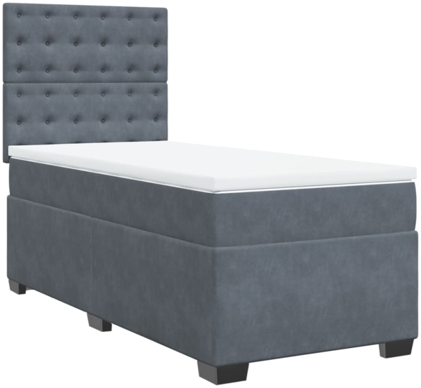 vidaXL Boxspringbett mit Matratze Dunkelgrau 100x200 cm Samt 3290847