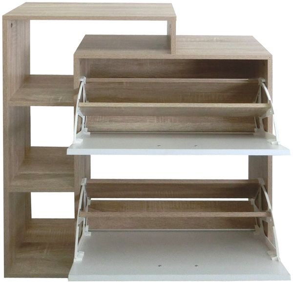 HTI-Living Schuhschrank Schuhschrank Lisa Sonoma-Weiß (Stück, 1-St, 1 Schuhschrank) Schuhkipper Garderobenschrank Bild 2