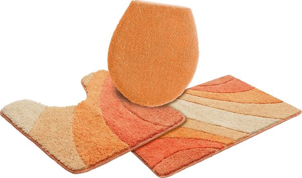 OTTO home Badematte Josie, Badvorleger, Badezimmer Teppich, Höhe 20 mm, rutschhemmend beschichtet, schnell trocknend, strapazierfähig, fußbodenheizungsgeeignet, Polyester, rechteckig, 3-tlg. Stand-WC Set, Badteppich, Badematten, rechteckig, rund & als ...
