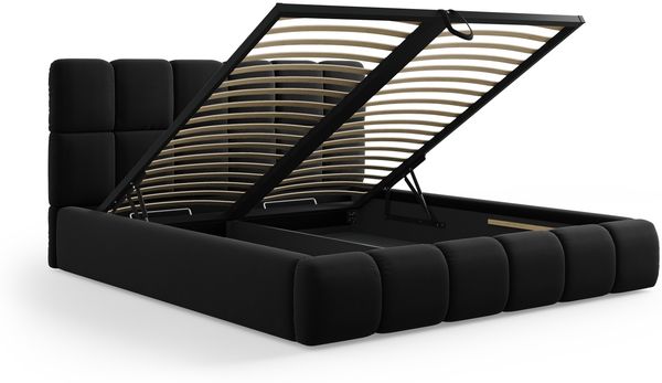 Micadoni Stauraumbett mit Kopfteil Bellis Samtstoff Bluvel Schwarz 200x200 Bild 5