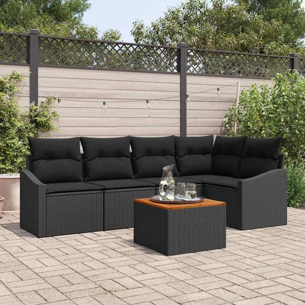 vidaXL Gartensofa-set mit Speicher 6 pcs Schwarz Poly-Rattan 3356504