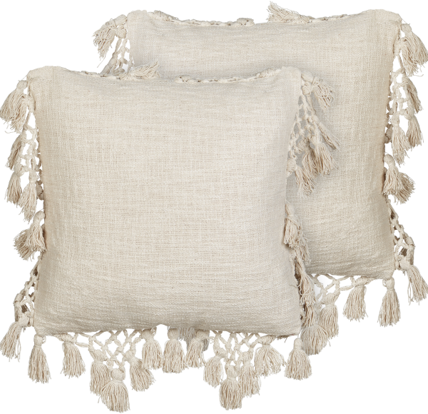 Kissen 2er Set Ohne Muster OLEARIA Baumwolle 45 x 45 cm Beige