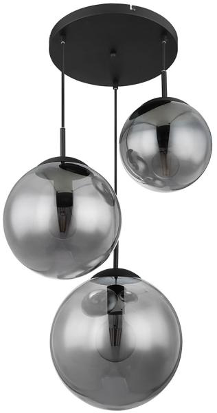 Hängeleuchte, Metall, Glas rauchfarben, 3 Flammig, H 80 cm