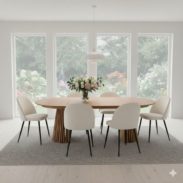 ebuy24 Essgruppe Tokyo Essgruppe Esstisch natur, 6 Stühle aus beige, (7-tlg)