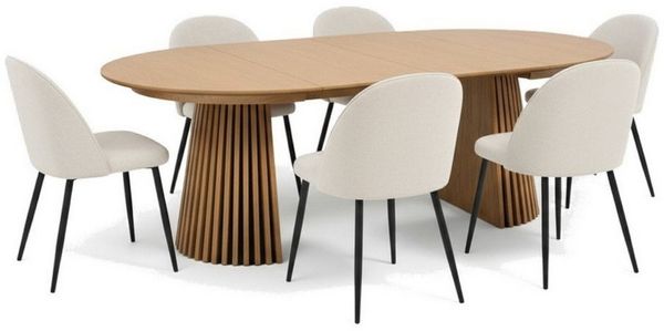 ebuy24 Essgruppe Tokyo Essgruppe Esstisch natur, 6 Stühle aus beige, (7-tlg)
