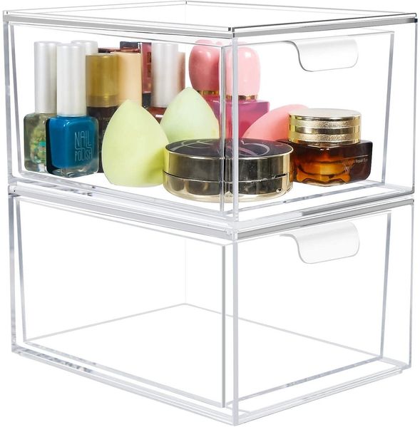 Greentainer Kosmetik-Organizer Schubladen Acryl Make-up Aufbewahrungsbox 2er Set
