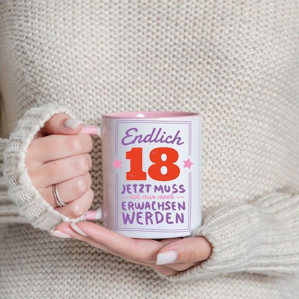 Youth Designz Tasse Endlich 18 Kaffeetasse Geschenk, Keramik, mit coolem Print