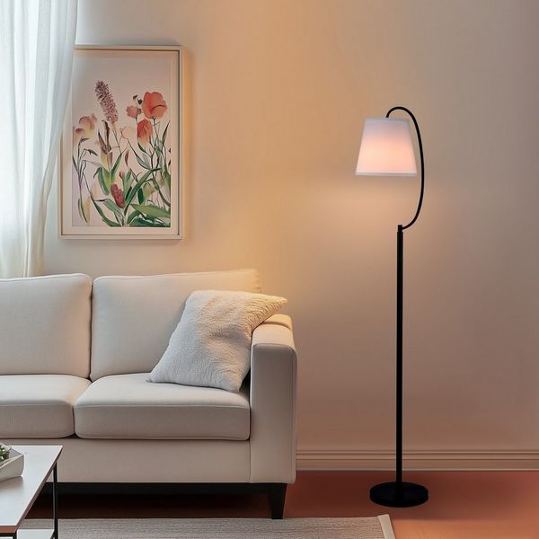 STANBOW Stehlampe Stehleuchten LED E27,Bogenlampe, Lampenschirm Stehlampen, Leselampe Wohnzimmer,Eckstehlampe für Büro Schlafzimmer Esszimmer
