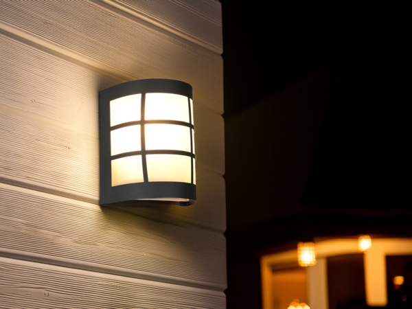 Außenwandleuchte SINTRA Edelstahl Schwarz & Glas Weiß, Höhe 16cm