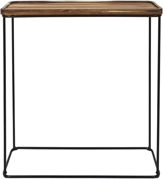 HOME DECO FACTORY, HD0402, Akazienkonsole, zeitgenössische Möbel, Softness-Kollektion, Möbel, Tisch und Schreibtisch, Konsole und Nackenrolle, 80 x 82 x 30 cm, Schwarzbraun