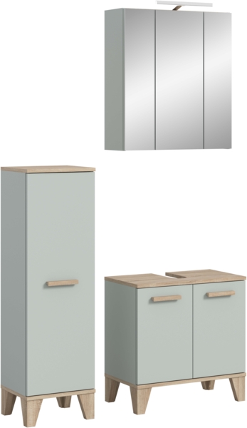 Badkombination inkl. Beleuchtung (B/H/T: 109x190x34 cm) in hellgrün