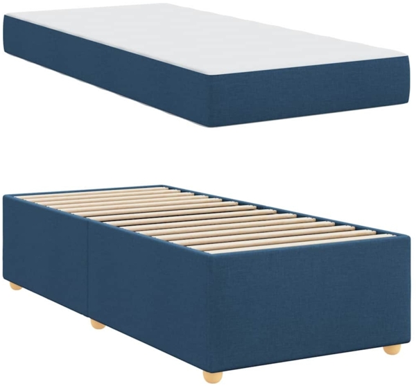 vidaXL Bettrahmen mit Matratze Blau 90 x 190 cm Stoff 3399327 Bild 4