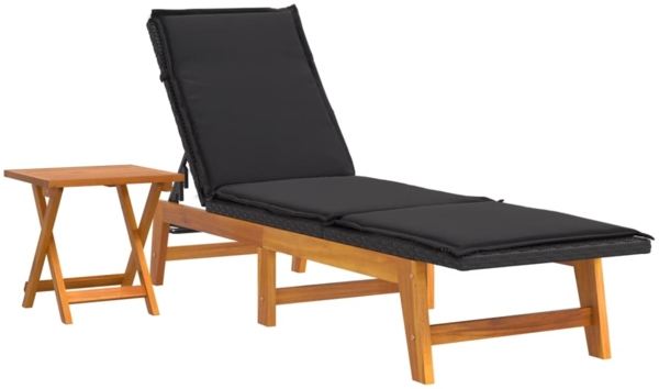 vidaXL Sonnenliege mit Tisch Poly Rattan und Massivholz Akazie 319724