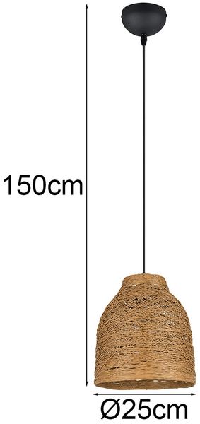 Pendelleuchte JOELINE mit Lampenschirm aus geflochtenem Papiergarn, Ø 25cm Bild 4