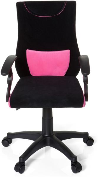 hjh OFFICE 670450 Kinderschreibtischstuhl KIDDY PRO AL Stoff Schwarz/Pink ergonomischer Kinderdrehstuhl Bürostuhl höhenverstellbar