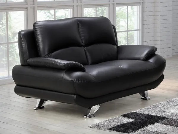 Vente-unique - MUSKO Sofa Kunstleder Schwarz - B 91 cm x H 89 cm x L 150 cm