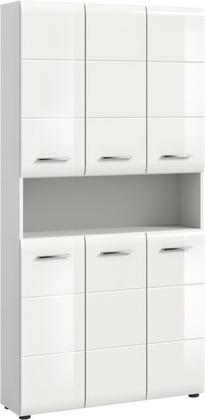 Badstandschrank (B/H/T: 90x185x30 cm) in weiß hochglanz tiefzieh