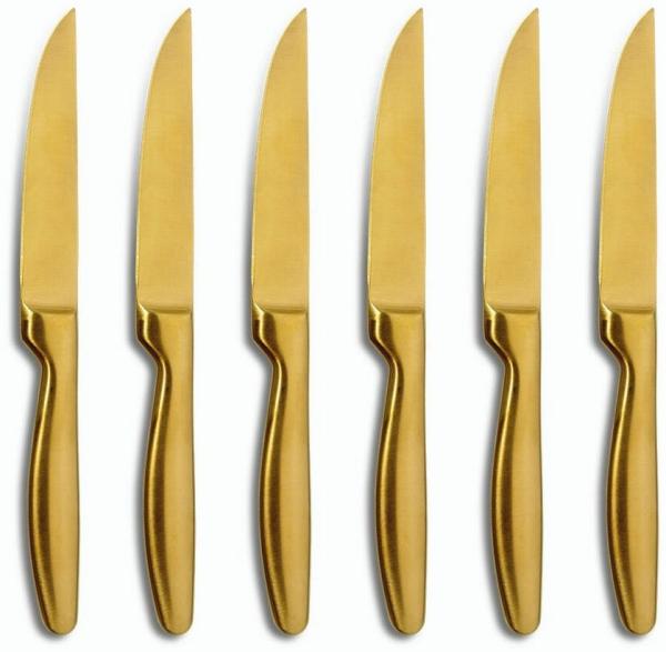 Comas Steakmesser BOJ Satin Gold 6er Set, Fleischmesser mit Satin-Finish, Edelstahl, PVD-Beschichtung, 22. 1 cm, 7432