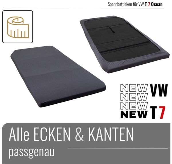 BLACK FOREST FOX Spannbettlaken Spannbettlaken VW Ocean T7 California Faltbett / Folding Bed, Baumwolle, Gummizug: rundum