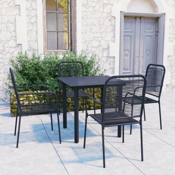 vidaXL 5-tlg. Garten-Essgruppe Schwarz Glas und Stahl 3060208