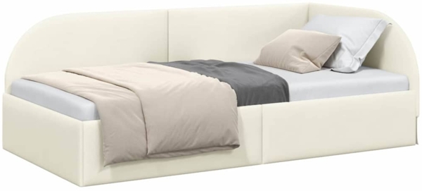 vidaXL Eckbettgestell mit Kopfteil Creme 90x190 cm Stoff 42016643 Bild 2