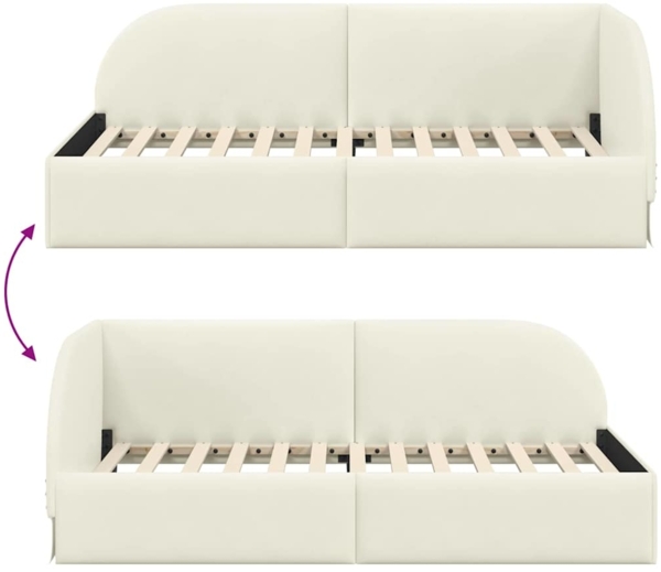 vidaXL Eckbettgestell mit Kopfteil Creme 90x190 cm Stoff 42016643 Bild 8
