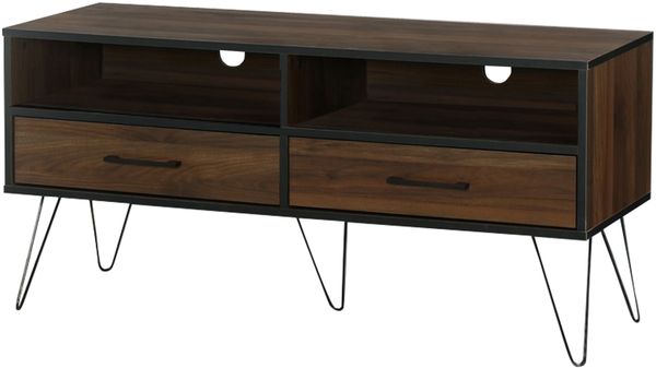 TV-Bank >Sissel< in Braun, MDF/Folie/Metall - 120x57x40cm (BxHxT)