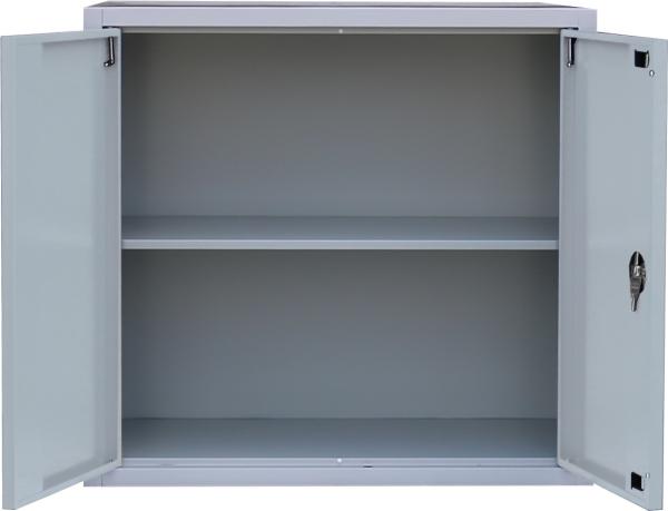 Stahl-Aktenschrank, Aktenschrank abschließbar, Büroschrank, Stahlschrank, Lichtgrau, 750 x 800 x 383 mm, 530300