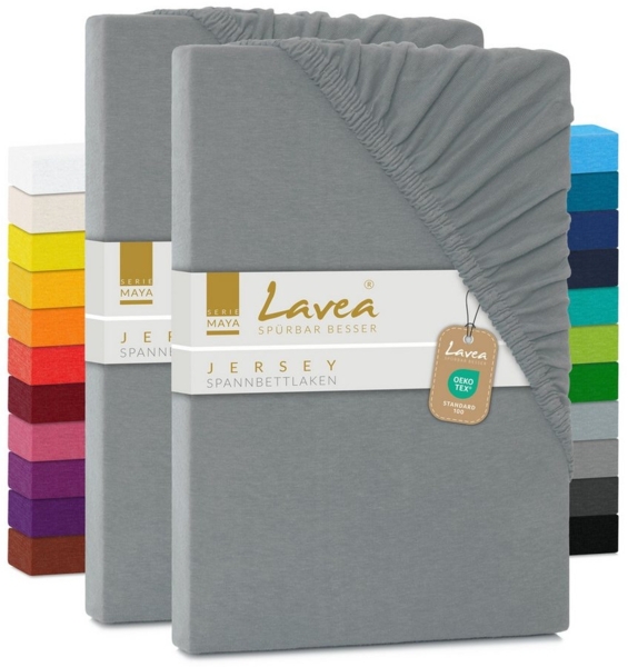 2er Set Spannbettlaken - Serie Maya Doppelpack Spannbetttuch für Matratzen bis 20cm - 90x200 cm | 100x200 cm, Mittelgrau, 100% Baumwolle, hochwertige Verarbeitung, mit Gummizug