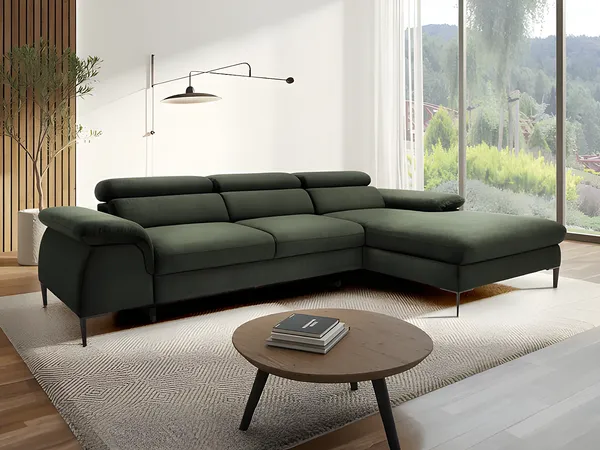 Vente-unique - SEPINA Sofa SamtStoff Grün - B 182 cm x H 75 cm x L 288 cm