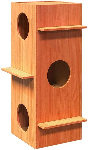vidaXL Katzenhaus Wachsbraun 43x43x90 cm Massivholz Kiefer 859300