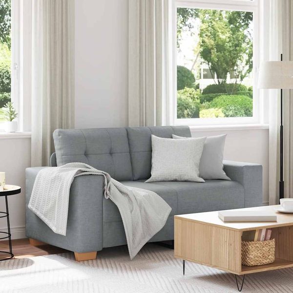vidaXL Zweisitzer-Sofa Hellgrau 160x77x82 cm Stoff 4105068