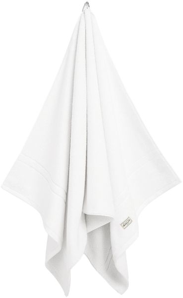 GANT Duschtuch - Premium Towel, Frottee, Bio-Baumwolle, Logo, uni Weiß 70x140cm