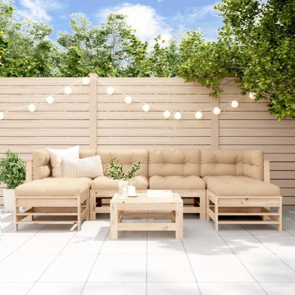 vidaXL 7-tlg. Garten-Lounge-Set mit Kissen Massivholz 3185948