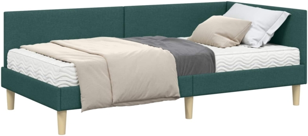 vidaXL Eckbettgestell mit Matratze Sonstiges 2 pcs Grün Stoff 3393729