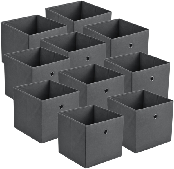 Faltbox 10er-Set 30 x 30 x 28 cm Vliesstoff Dunkelgrau en. casa