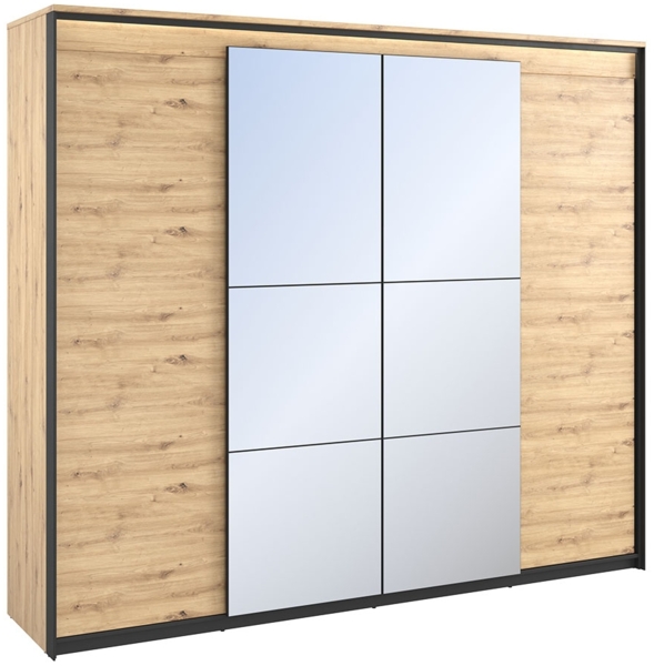 Drehtürenschrank 4D Quant QS-05 (Farbe: Artisan Eiche / Artisan Eiche + Schwarz)