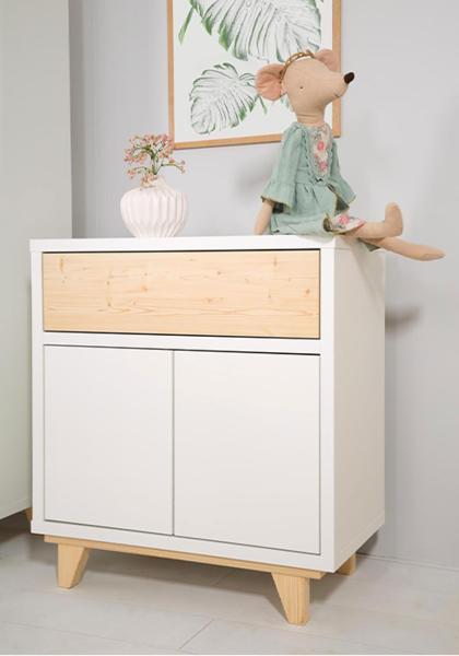 Kombikommode Lydia Schubladenkommode 80cm weiß kiefer grifflos