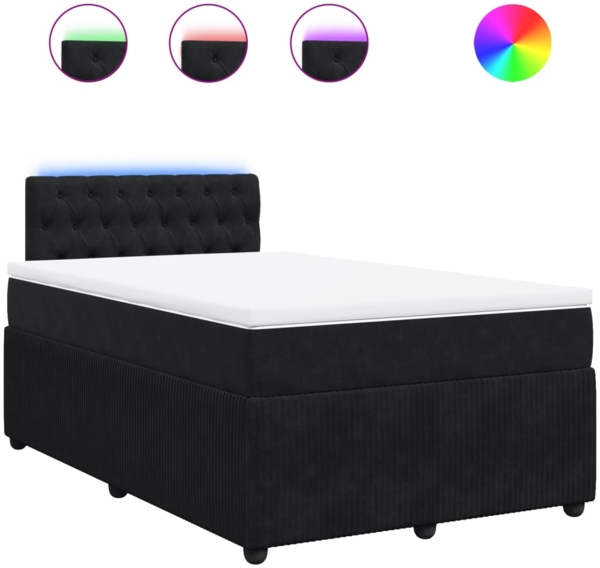 vidaXL Boxspringbett mit Matratze Schwarz 120x190 cm Samt 3289994