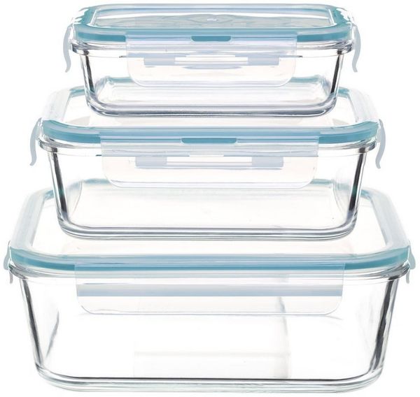 5five Simply Smart Vorratsglas Vorratsdosen aus Glas, quadratisch, 3 Stück, Glas, (einzeln, 0-tlg, einzeln)
