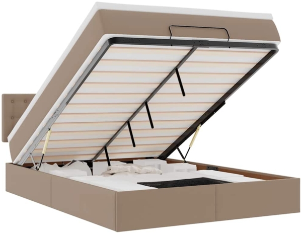 vidaXL Ottoman-Bett mit Matratze Cappuccino-Braun 140x190cm Kunstleder 3311307