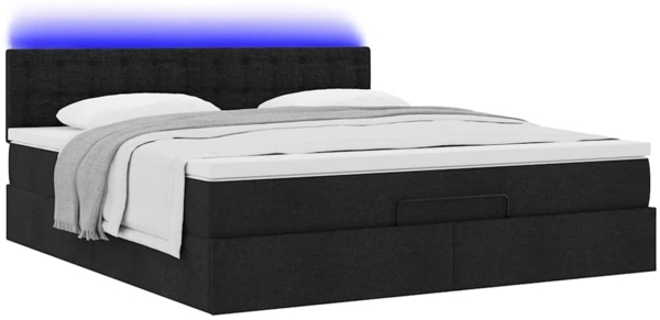 vidaXL Ottoman-Bett mit Matratze & LEDs Schwarz 160x200 cm Stoff 3312487 Bild 5