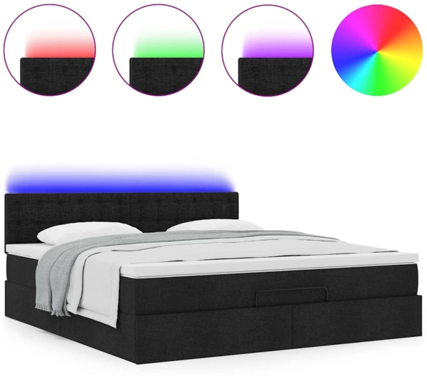 vidaXL Ottoman-Bett mit Matratze & LEDs Schwarz 160x200 cm Stoff 3312487 Bild 4