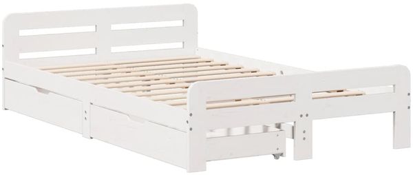 vidaXL Massivholzbett ohne Matratze Weiß 135x190 cm Kiefernholz 3309054 Bild 3